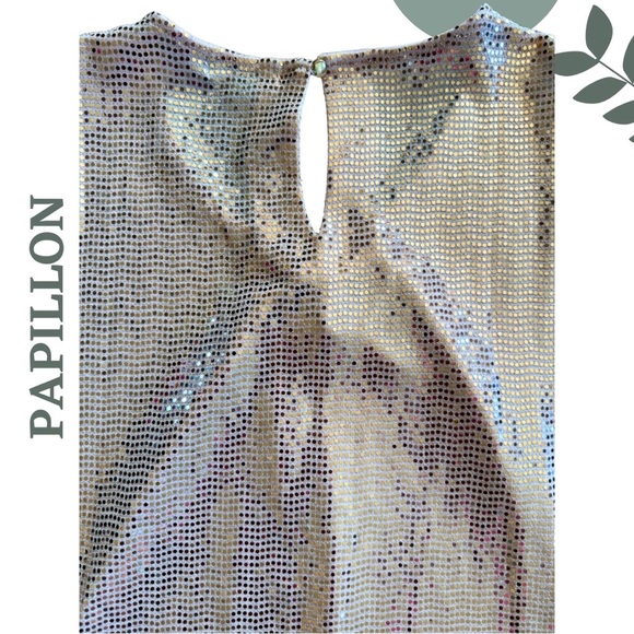 Papillon Blush Pink Sequin Sleeveless Tunic Top – Pleated Neckline Size XXL - Picture 5 of 7